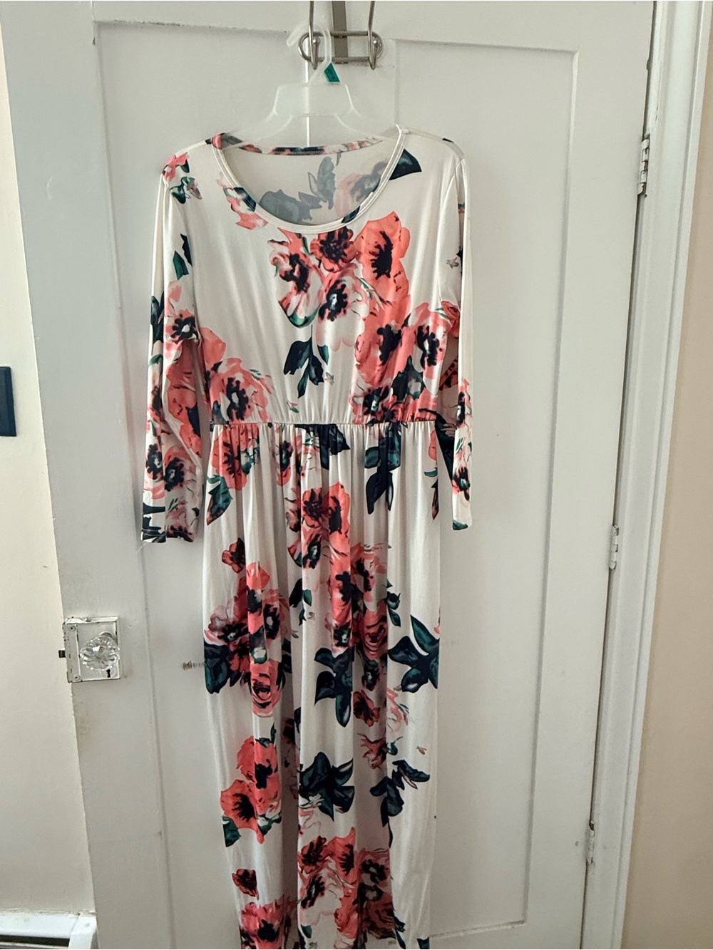 Floral Maxi Dress in Coral and Green